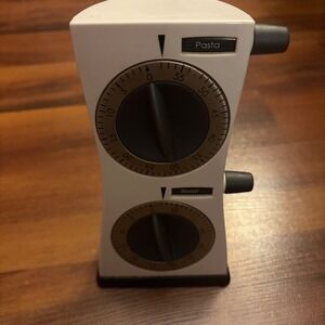 Progressive International Twin Timer Kitchen Timer Pasta Roast White Dual Dial